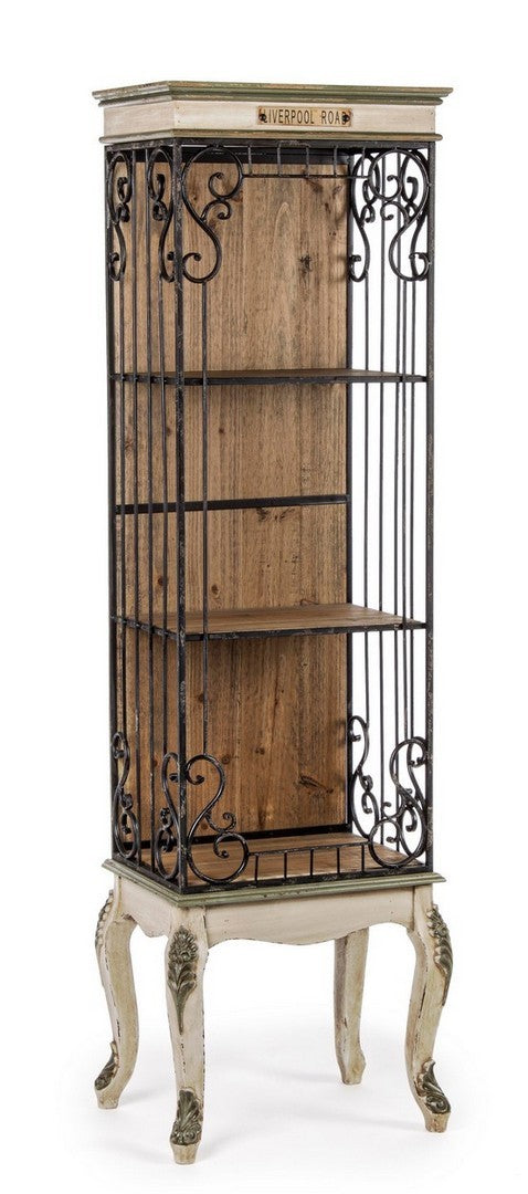 Libreria scaffale in acciaio e legno stile vintage cm 46x33x159h