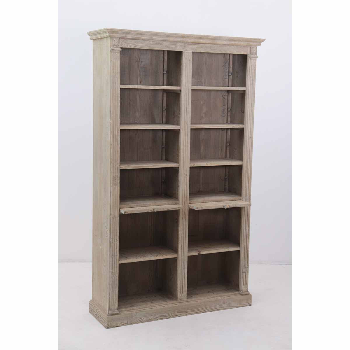 Libreria con 12 vani in legno massello naturale country cm 120x37x197h