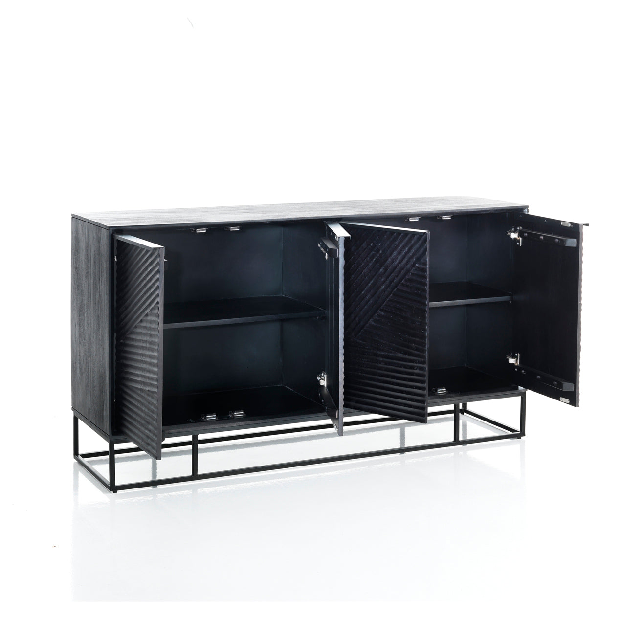 Madia in legno massello di mango 4 ante stile etnico cm 150x40x80h - immagine 2