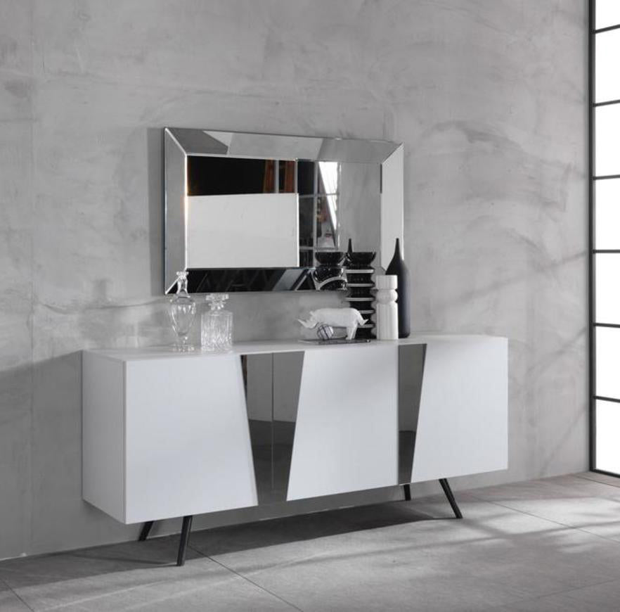 Madia moderna in legno inserti in specchio cm 180x50x85h - vari colori - immagine 2