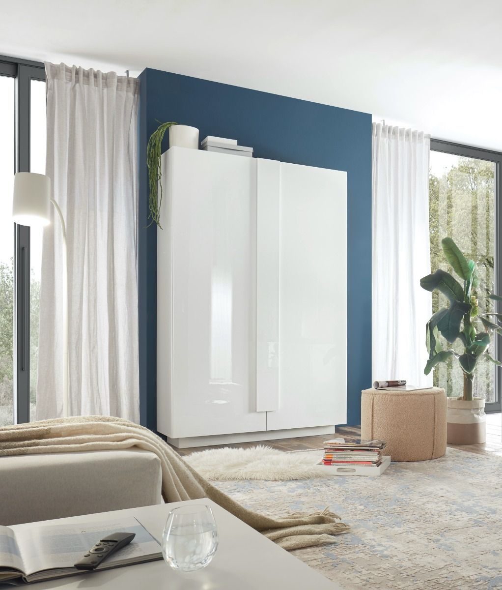 Boras - Soggiorno moderno con tavolo madie in legno bianco lucido - immagine 2