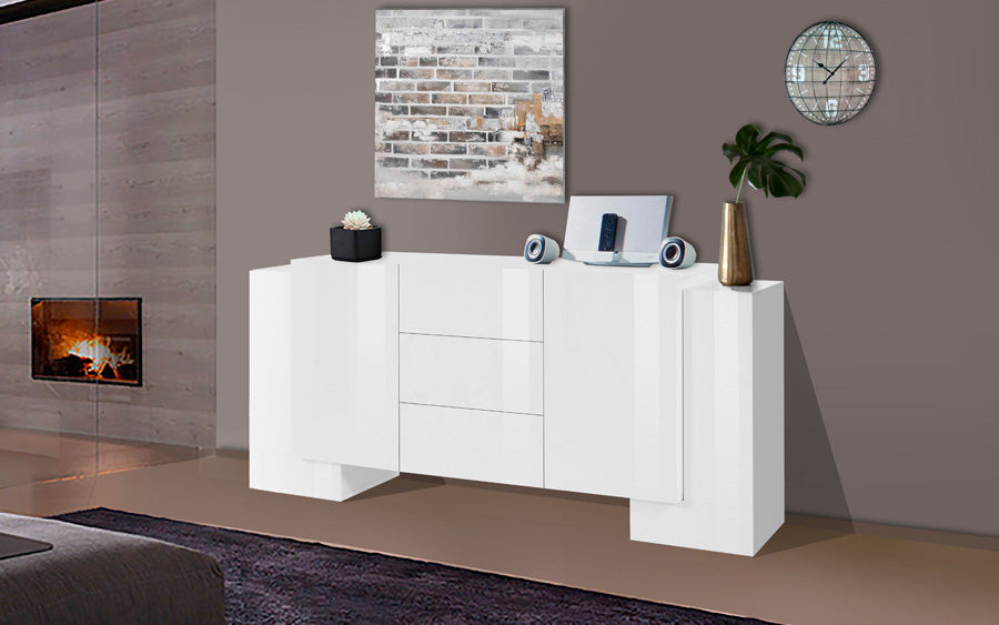 Kayla - Mobile credenza da cucina in legno 4 ante e 3 cassetti cm 210x35/45x85h - vari colori - immagine 2
