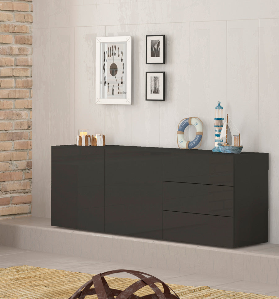 Feribot - Mobile credenza in legno 2 ante 3 cassetti design moderno cm 170x40x60h - vari colori