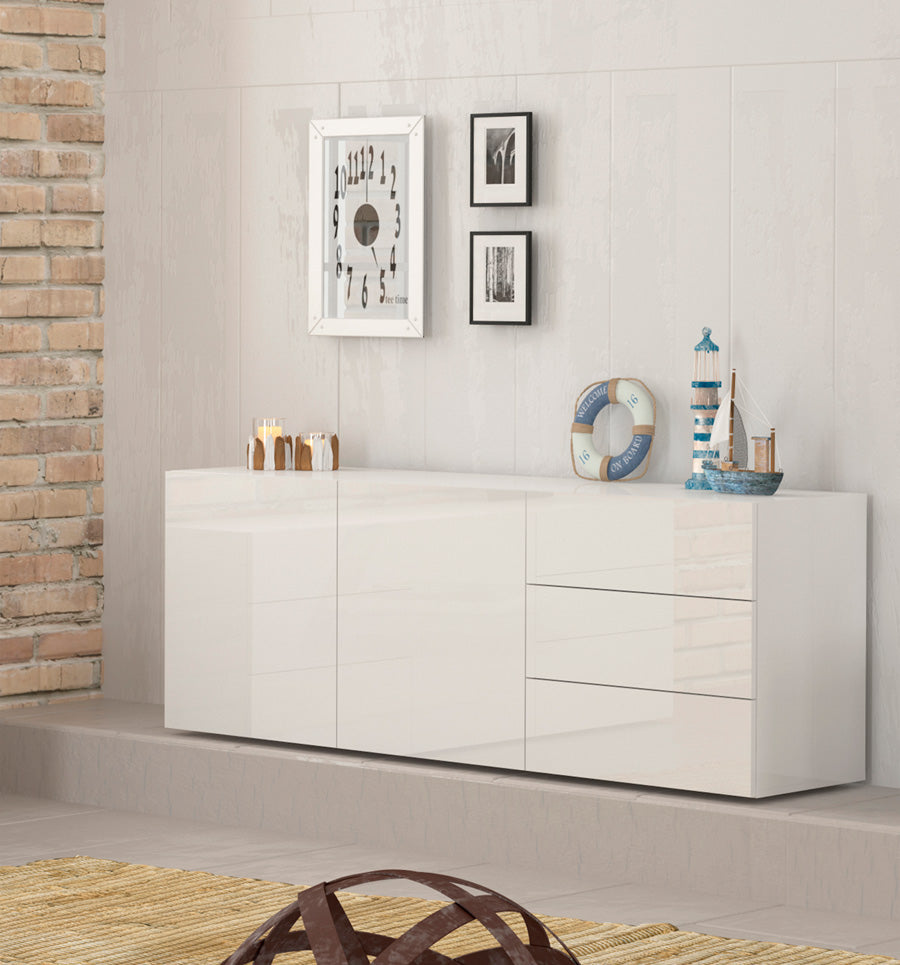 Feribot - Mobile credenza in legno 2 ante 3 cassetti design moderno cm 170x40x60h - vari colori - immagine 2