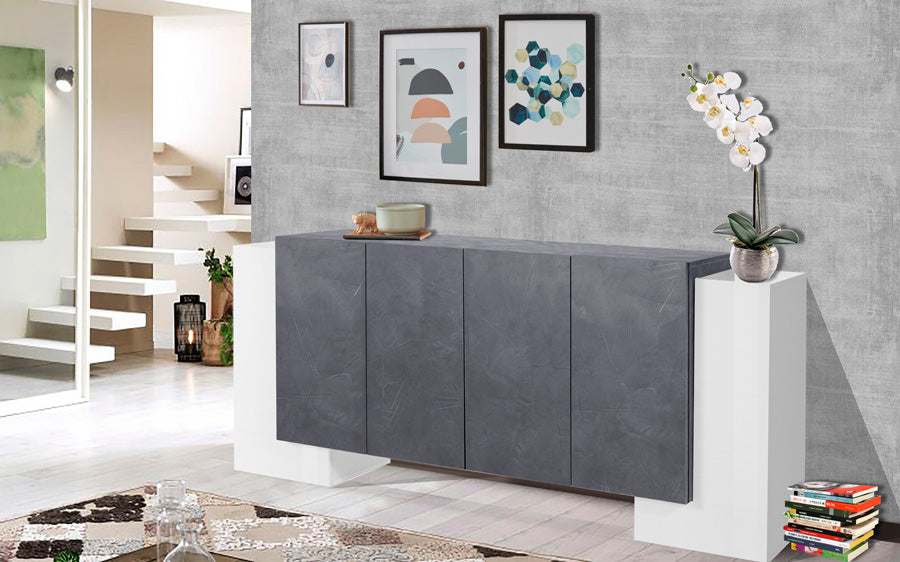 Ekaterina - Madia buffet design moderno in legno con 6 ante cm 210x35/45x85h - vari colori - immagine 2