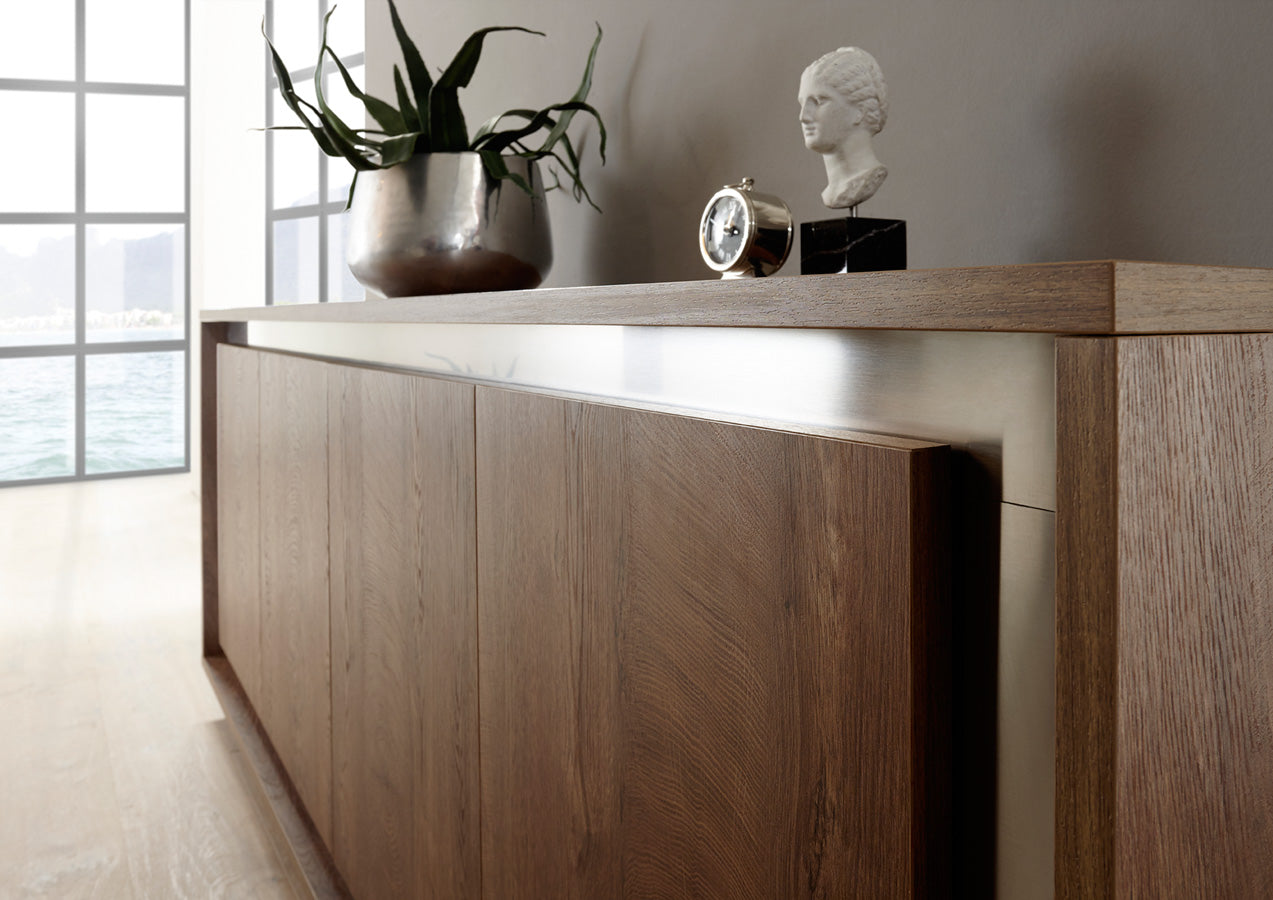 Winona - Madia moderna per living in legno rovere cognac cm 207x50x80h - immagine 2