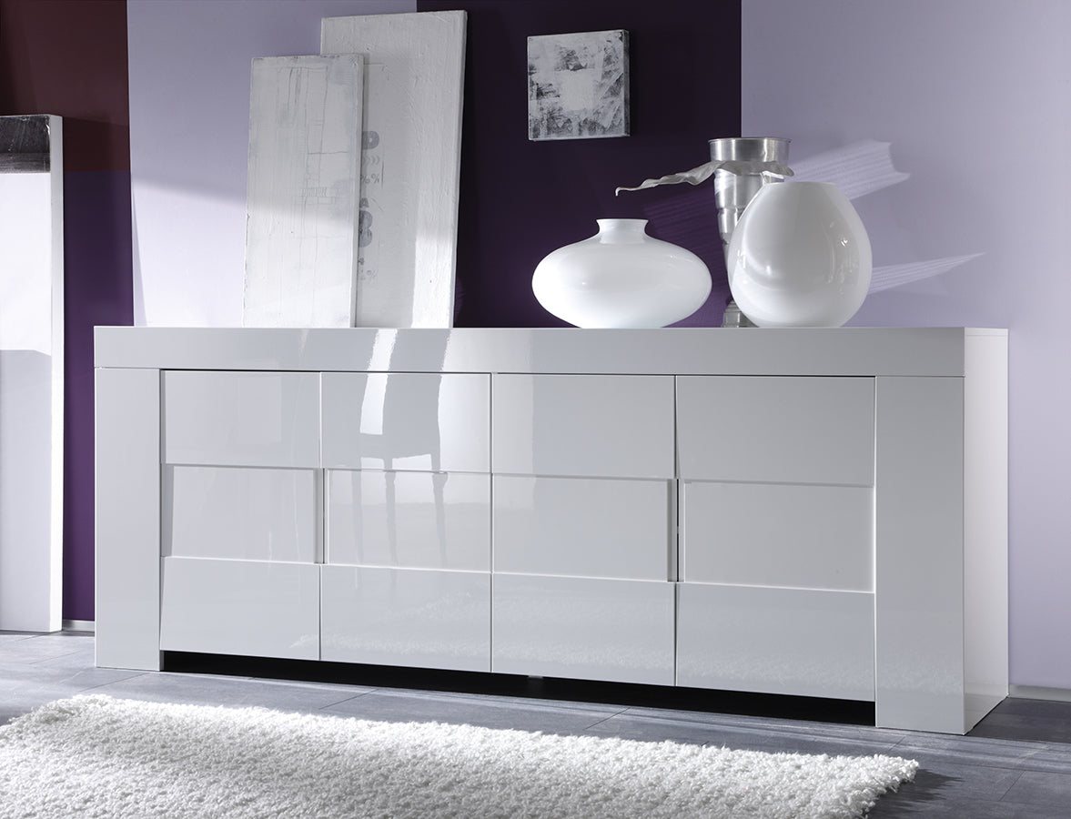 Griselda - Madia design 4 ante bianco lucido cm 210x50x84h