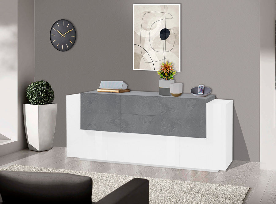 Mielaide - Madia credenza design moderno 5 ante e 2 cassetti cm 220x40/45x86h - vari colori - immagine 2