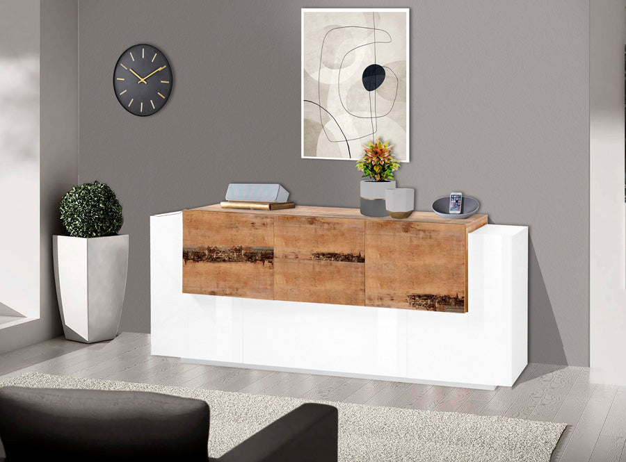 Mielaide - Madia credenza design moderno 5 ante e 2 cassetti cm 220x40/45x86h - vari colori