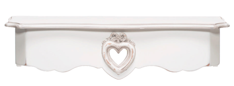 Mensola da muro in legno colore bianco stile shabby con cuore - varie misure - immagine 2