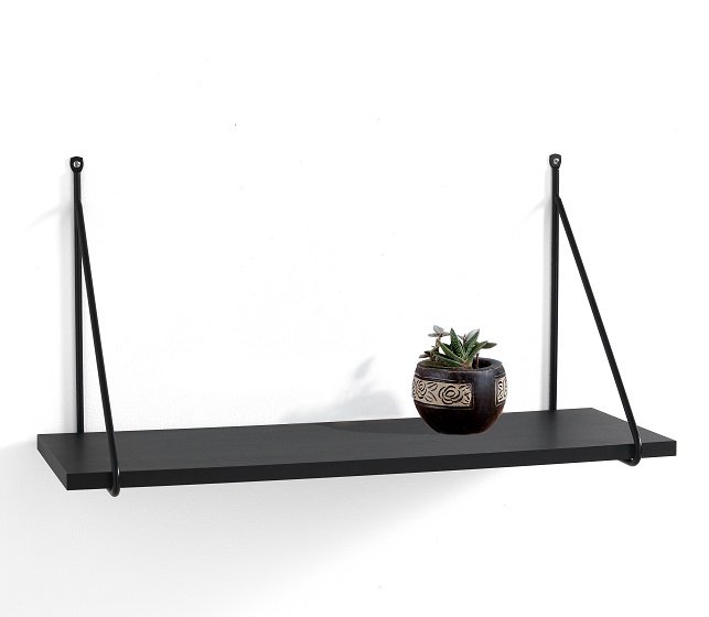 Mensola da parete moderna in legno e acciaio cm 60x22x30h - vari colori - immagine 2