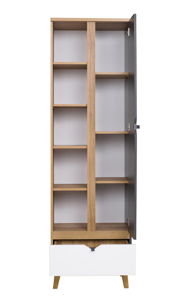 Molinare - Mobile libreria con anta cassetto e ripiani in legno cm 60x40x200h - vari colori - immagine 2
