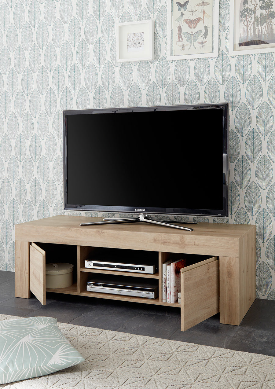 Eteocle - Mobile porta tv in legno con 2 ante e vano centrale cm 138x42x44h - vari colori - immagine 2