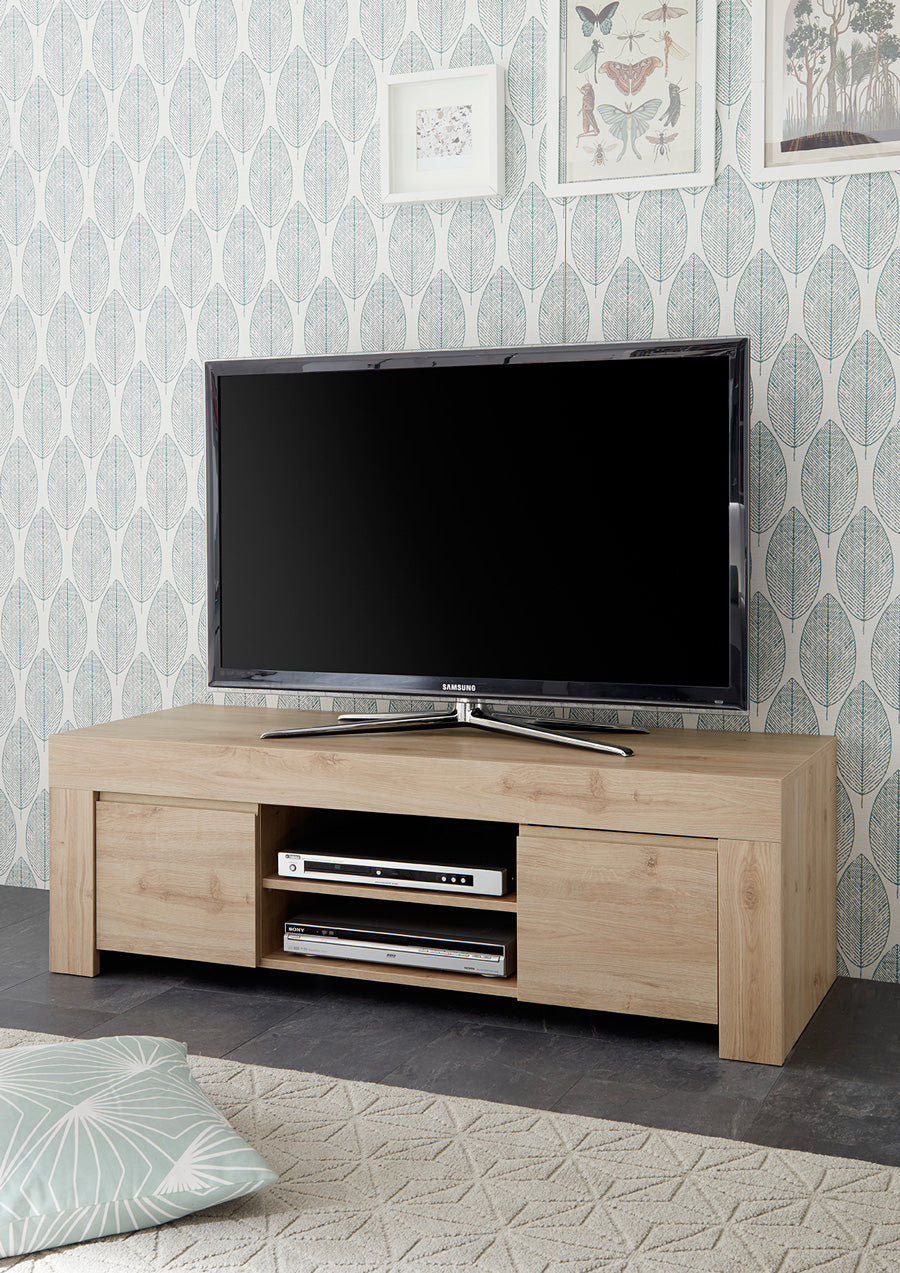 Eteocle - Mobile porta tv in legno con 2 ante e vano centrale cm 138x42x44h - vari colori