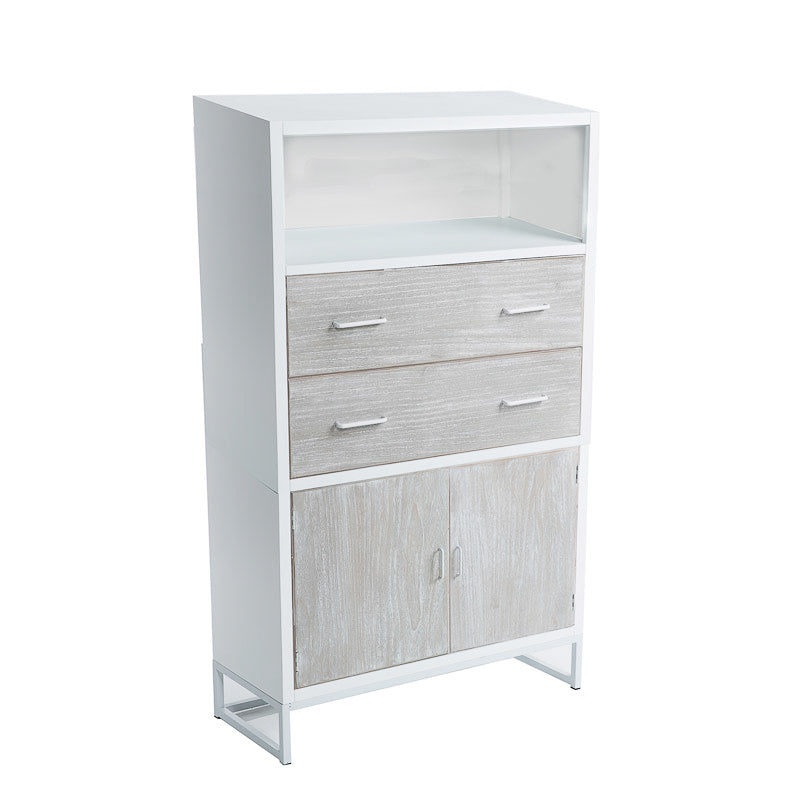 Mobile con cassetti e ante moderno in legno bianco e grigio cm 84x38x150h