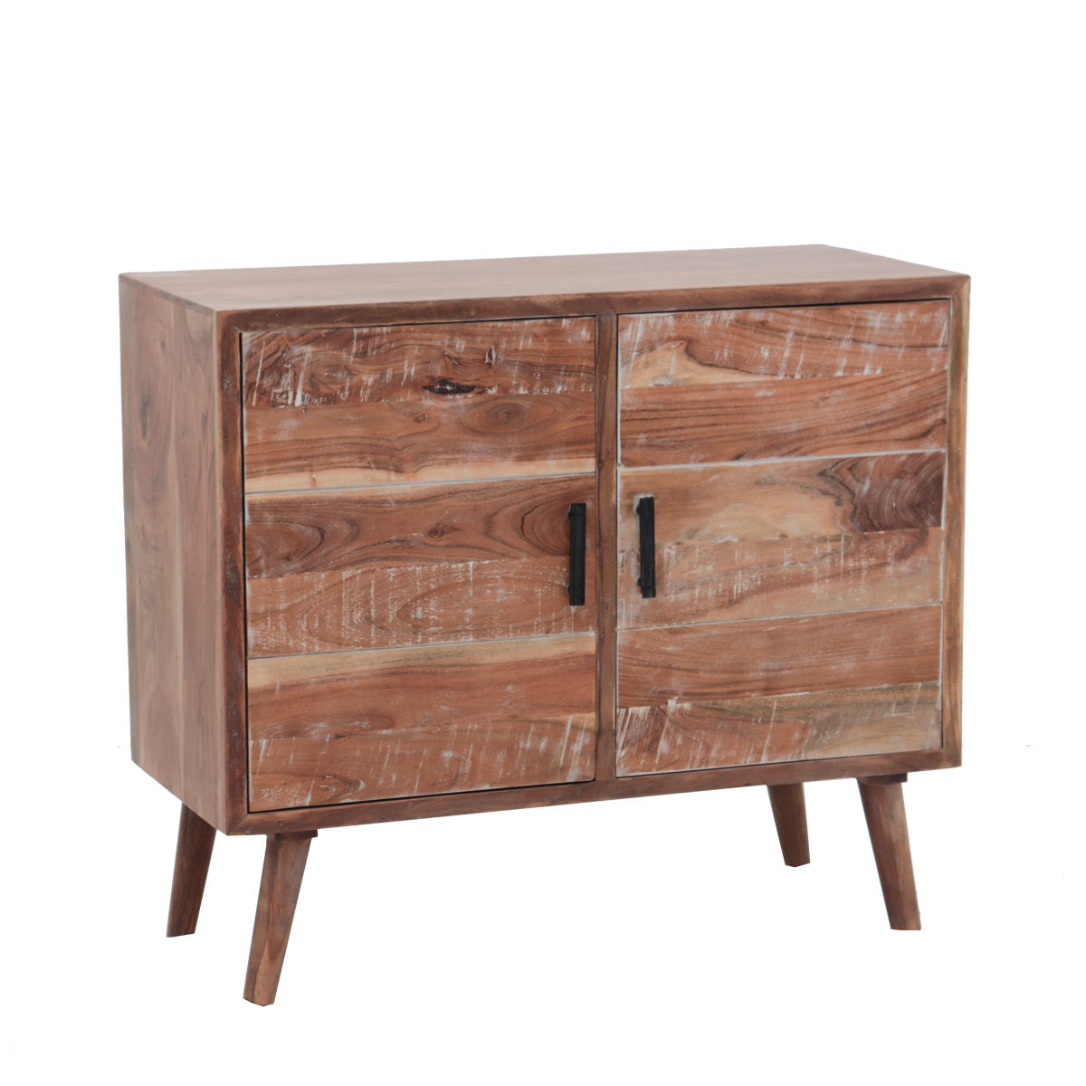 Mobile credenza 2 ante in legno massello di acacia stile country cm 90x40x80h