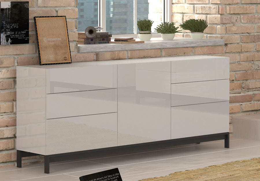 Karmine - Madia credenza struttura in legno base in metallo 6 cassetti e anta cm 170x40x73h - vari colori - immagine 2