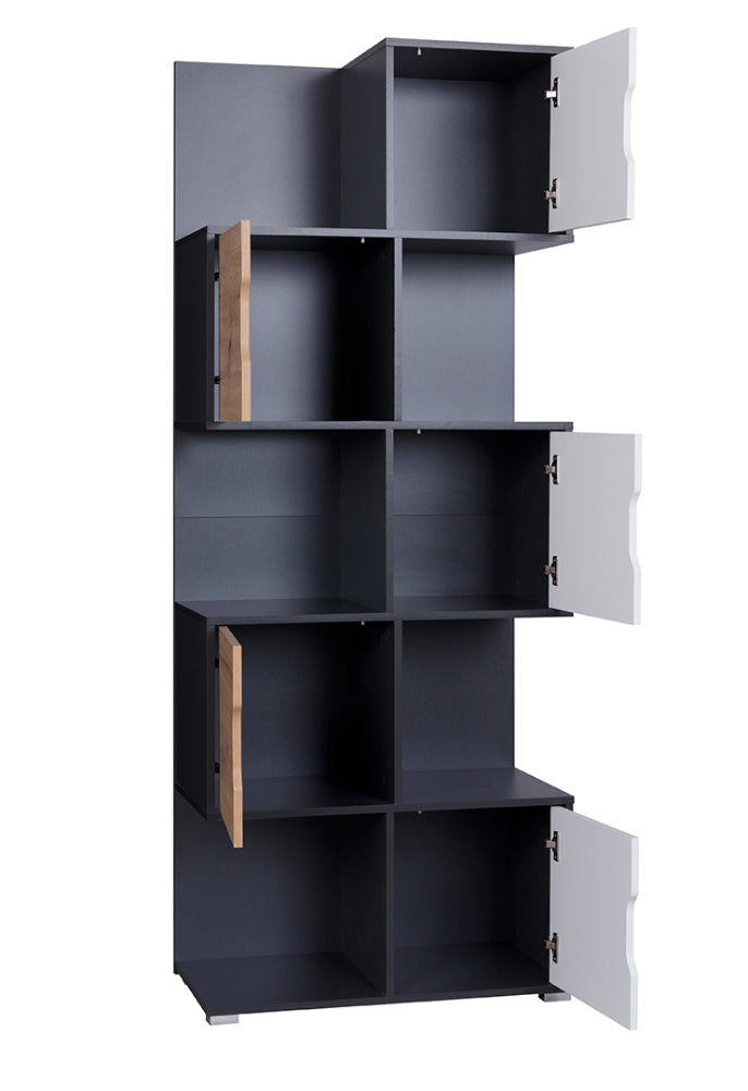Parolin - Mobile libreria design asimmetrica con vani a giorno e 5 ante cm 78x40x200h - immagine 2