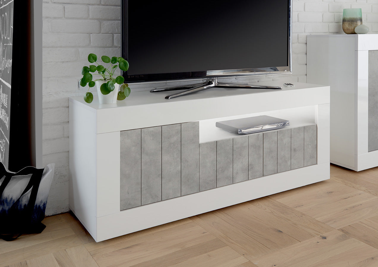 Dastor - Mobile basso porta tv moderno con doghe serigrafate cm 138x42x56h - vari colori