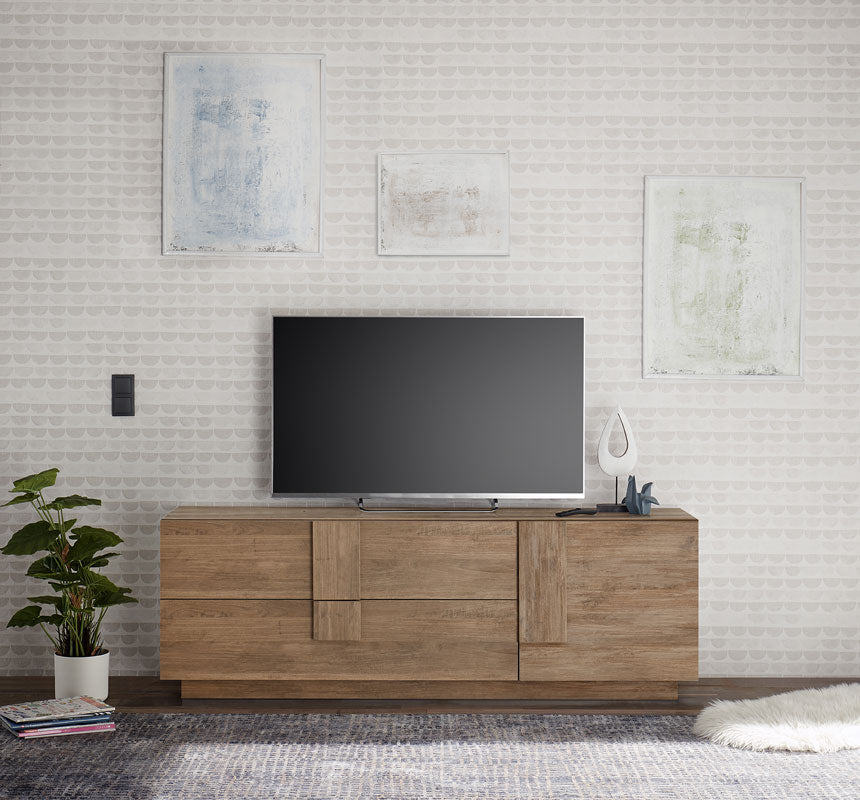 Edipo - Mobile living porta tv con anta e cassetti in legno cm 182x44x63h