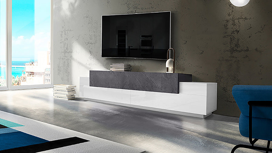 Dieresi - Mobile porta tv in legno colore bianco lucido 3 ante cm 240x45x51h - vari colori - immagine 2