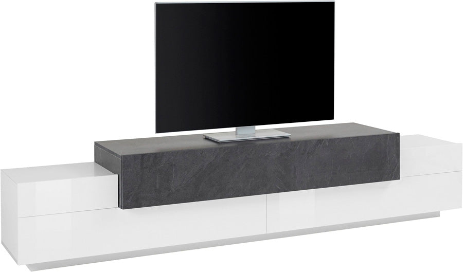 Dieresi - Mobile porta tv in legno colore bianco lucido 3 ante cm 240x45x51h - vari colori
