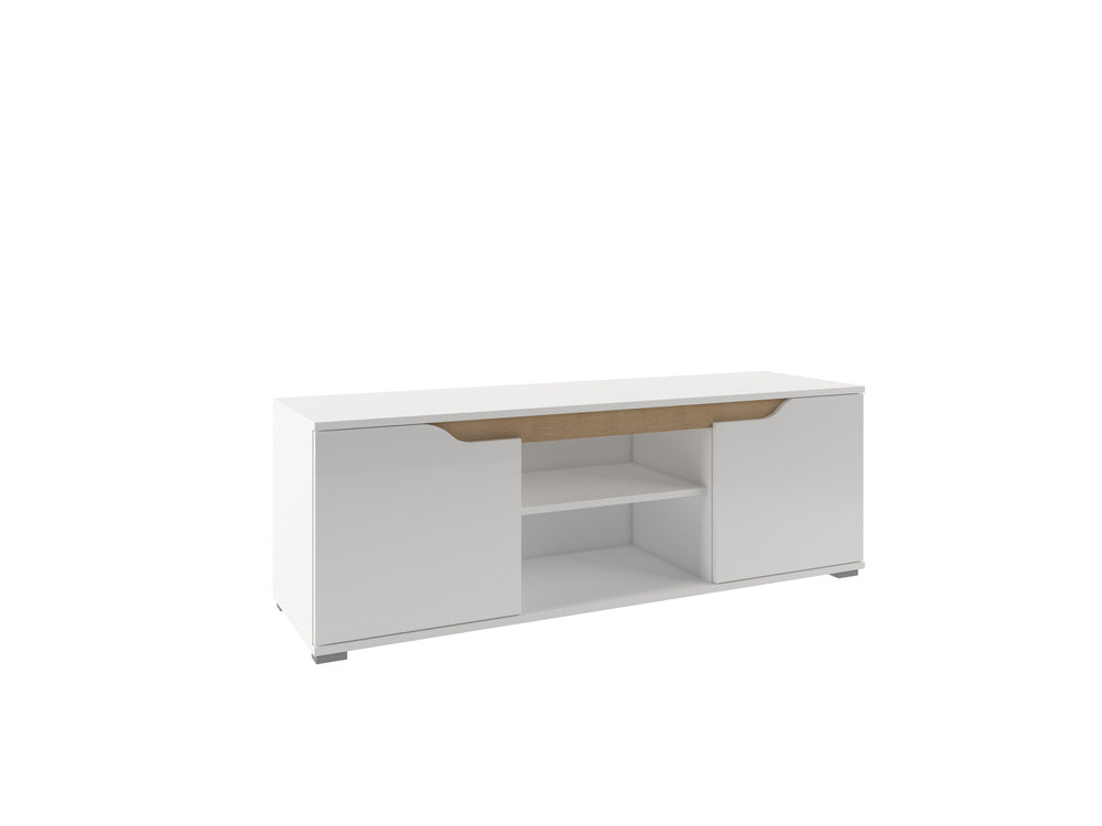 Beret - Mobile tv basso in legno con vani a giorno e ante cm 135x40x47h - vari colori - immagine 2