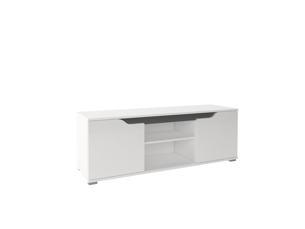 Beret - Mobile tv basso in legno con vani a giorno e ante cm 135x40x47h - vari colori