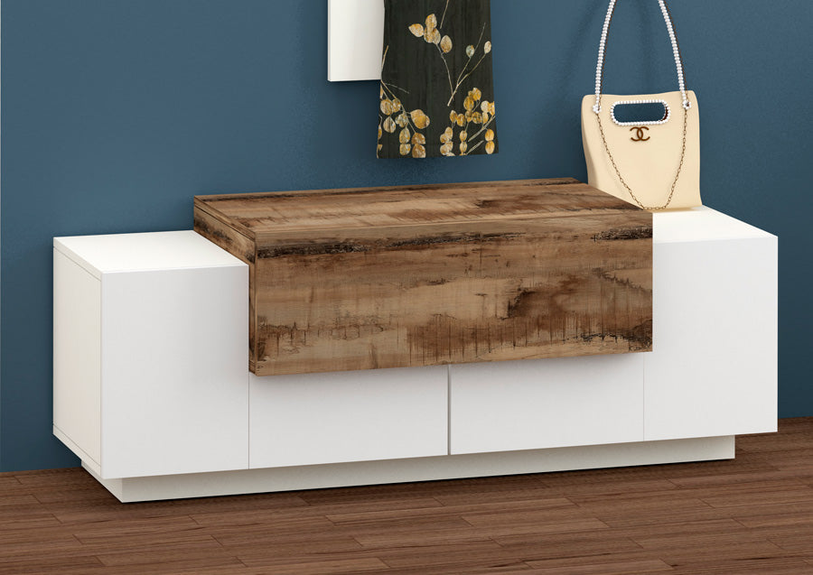 Alessio - Mobile tv moderno in legno bianco lucido con 3 ante cm 120x40/45x46h - vari colori - immagine 2