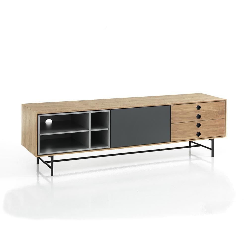 Mobile porta tv moderno con cassetti e vani in legno cm 170x40x51h - vari colori