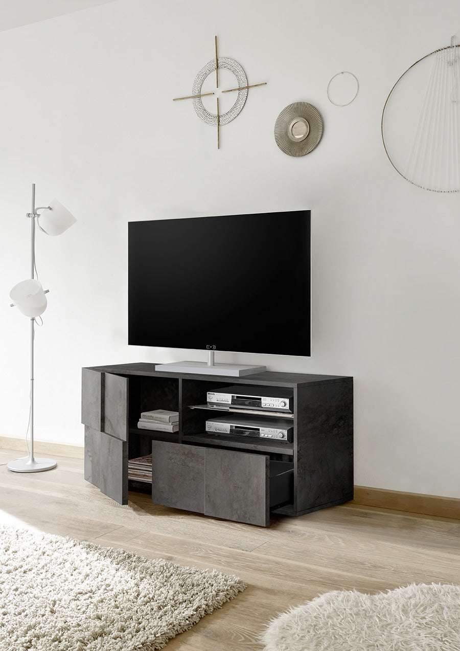Galdor - Mobile basso porta tv design moderno finitura ossido cm 122x43x57h - immagine 2