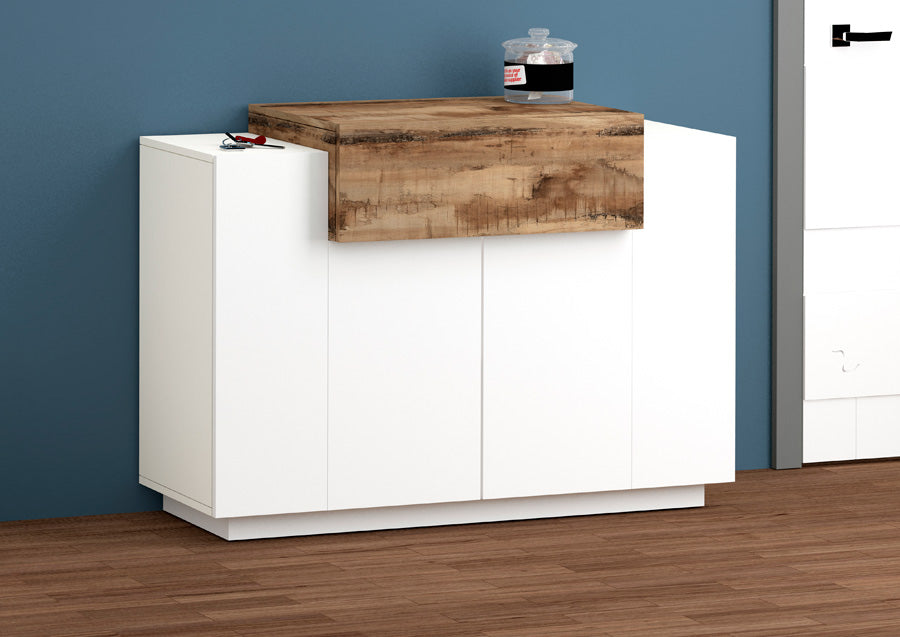 Venere - Mobile scarpiera moderno in legno bianco lucido con 3 ante cm 120x40/45x86h - vari colori