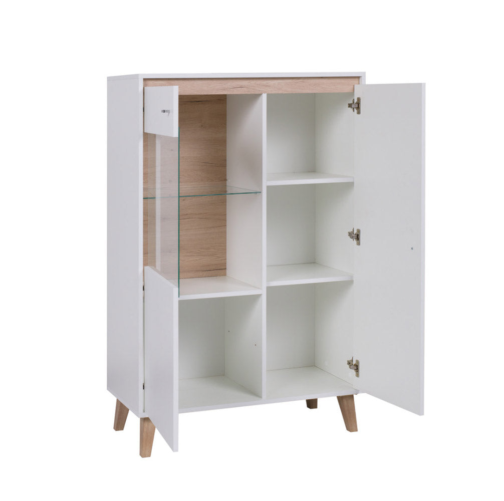 Kapesa - Mobile basso con vetrinetta in legno design moderno cm 90x40x136h - vari colori - immagine 2