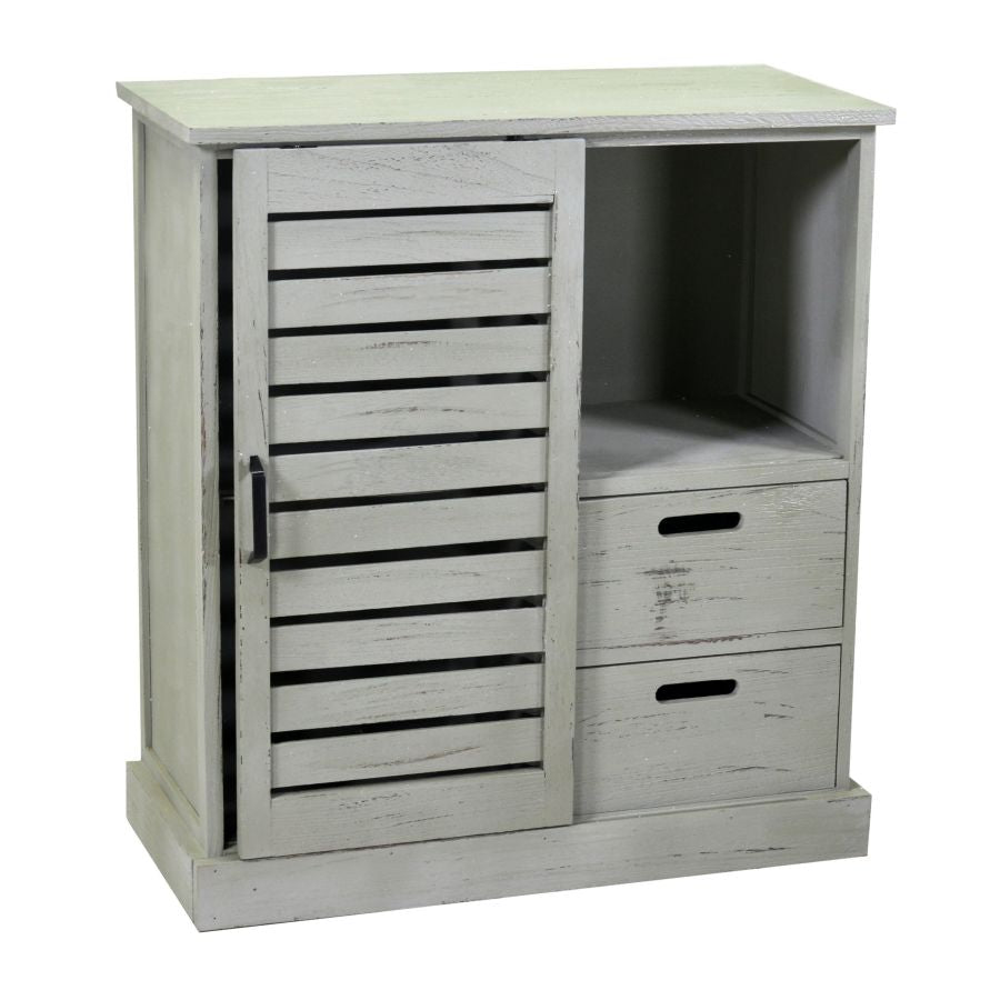 Mobiletto con anta e 3 cassetti in legno shabby cm 71x34x80h -vari colori