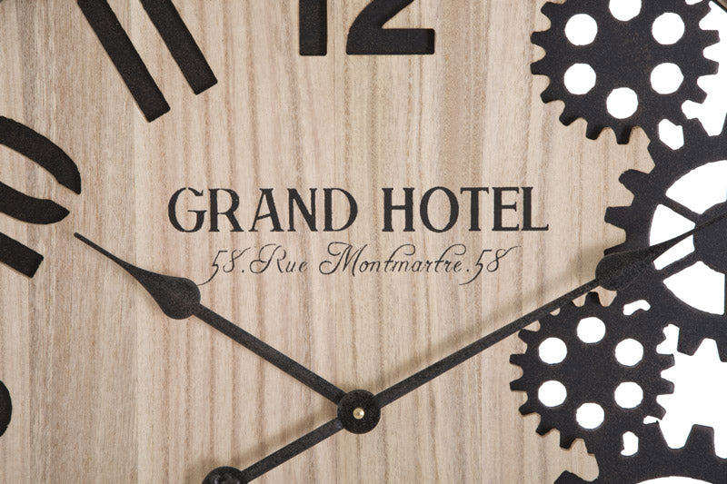 Orologio da parete stile industriale in legno e metallo con ingranaggi cm Ø 60x4 - immagine 2