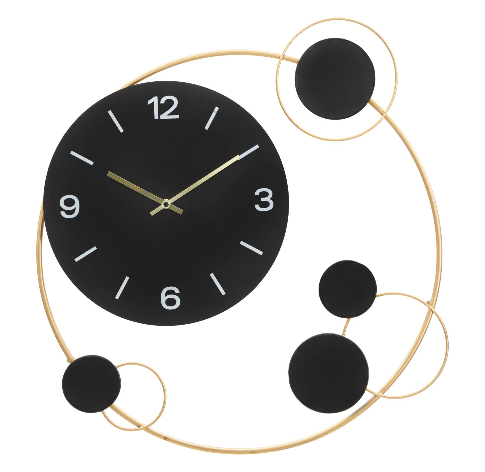 Orologio moderno in metallo e legno colore oro e nero cm 57x4x60h