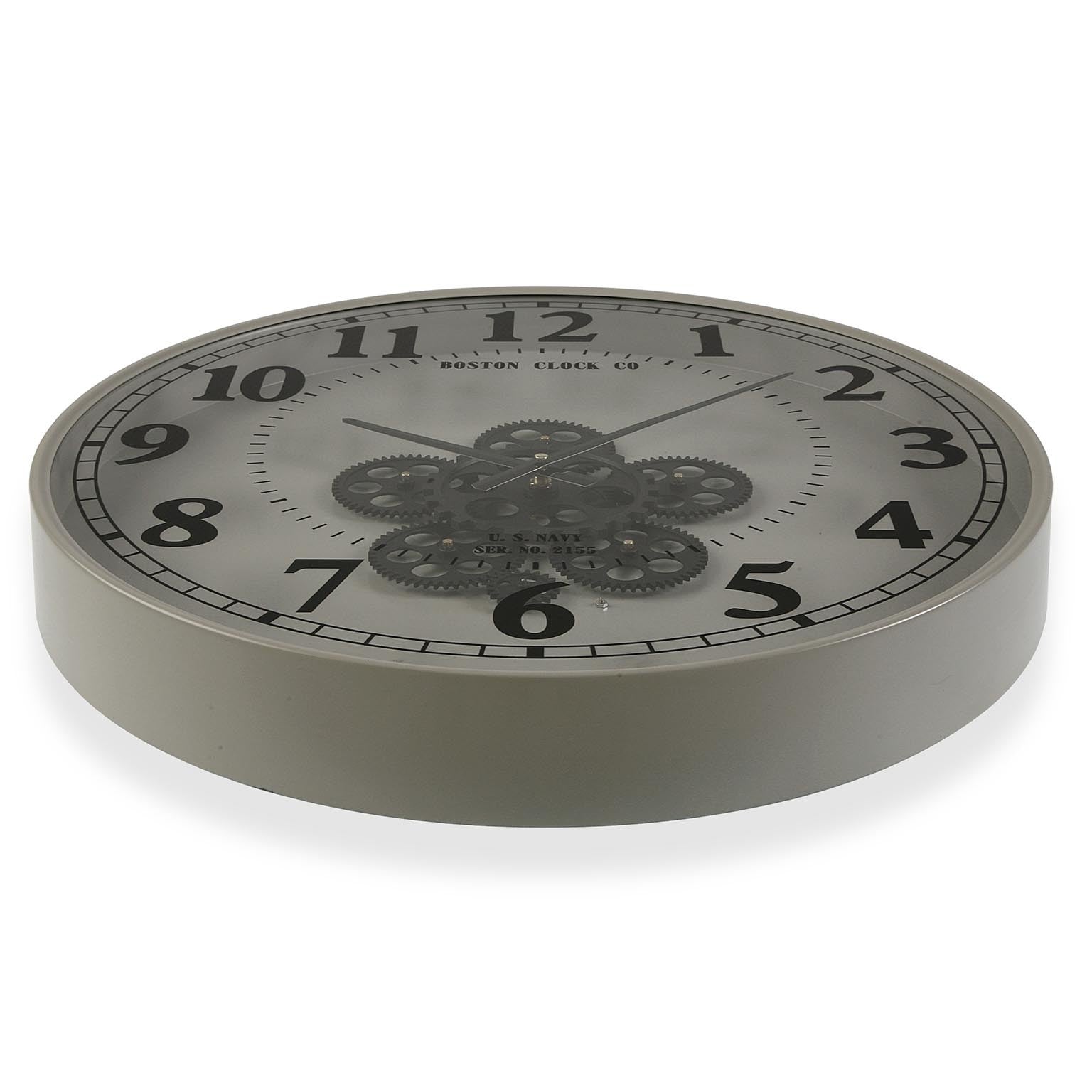 Orologio da parete tondo ingranaggi visibili industrial colore bianco cm 50x7x50h - immagine 2