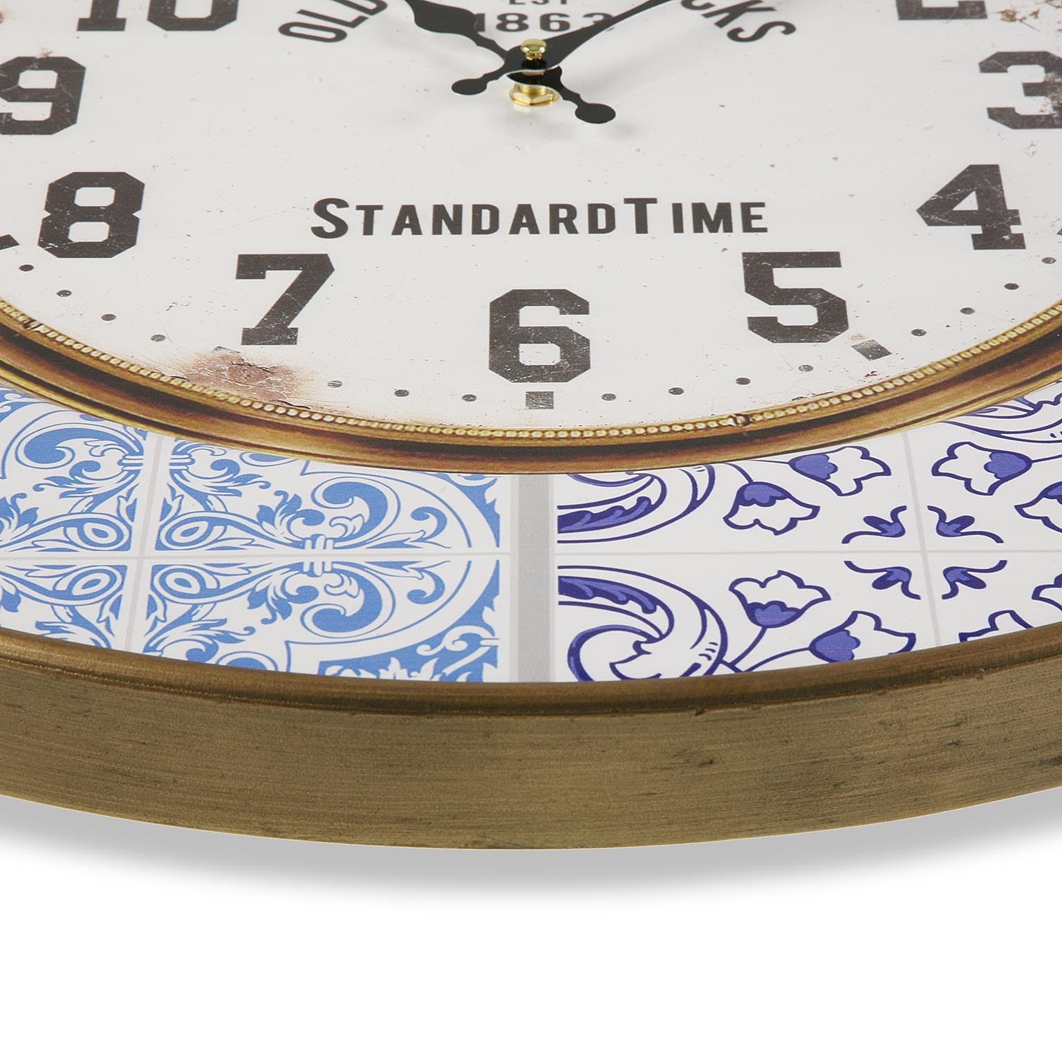 Orologio da parete tondo vintage decorato in metallo e vetro cm 63x5x63 - immagine 2