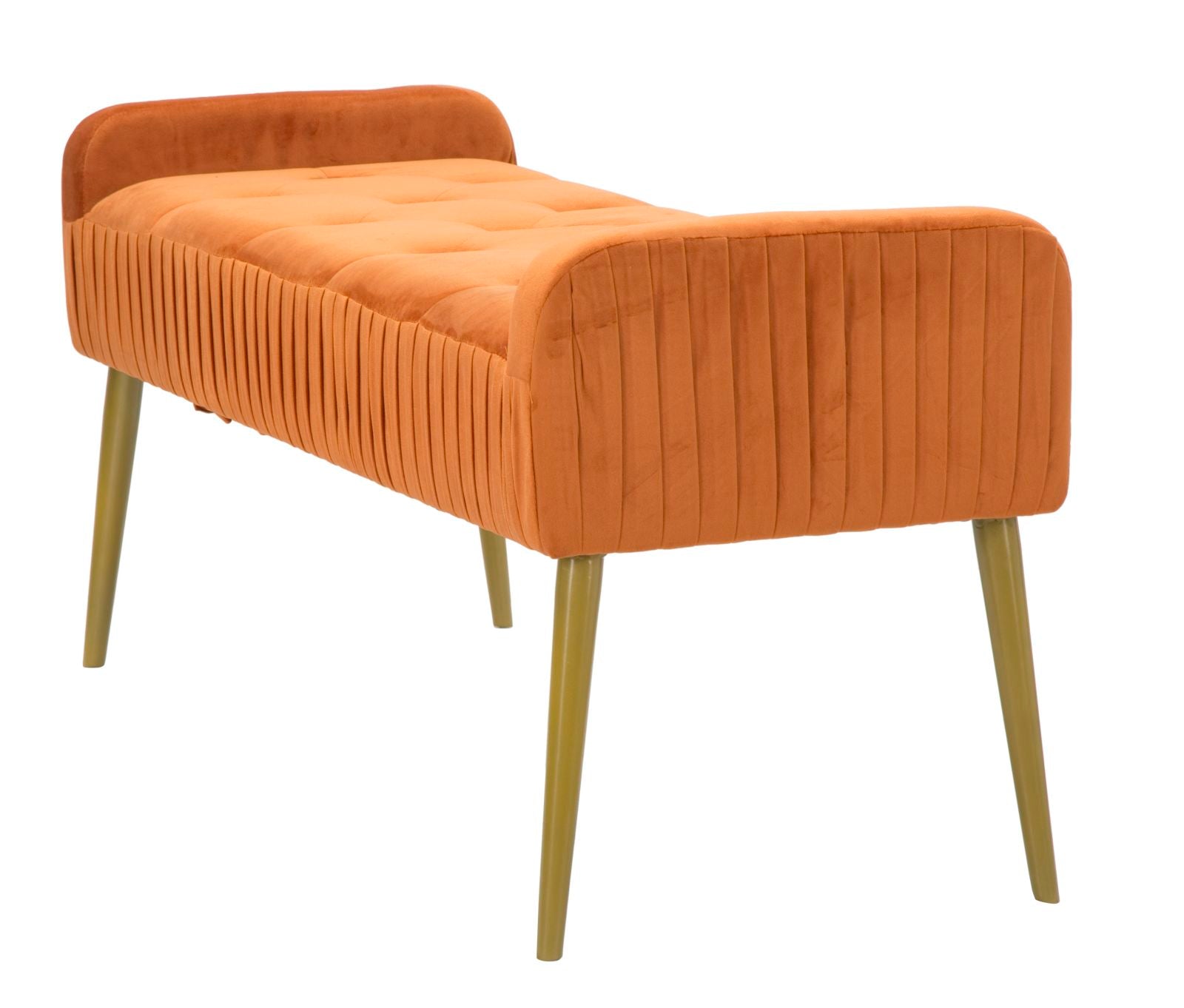 Panca da ingresso camera in tessuto plissettato colore ruggine cm 120x45x55h - immagine 2