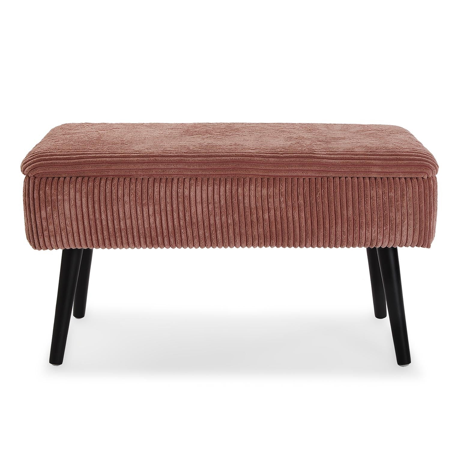 Cassapanca con contenitore in legno e tessuto effetto velluto cm 80x42x38h - vari colori - immagine 2