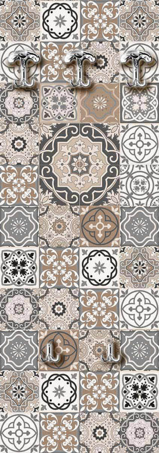 Appendiabiti da muro pannello in legno decorato stile etnico cm 46x125