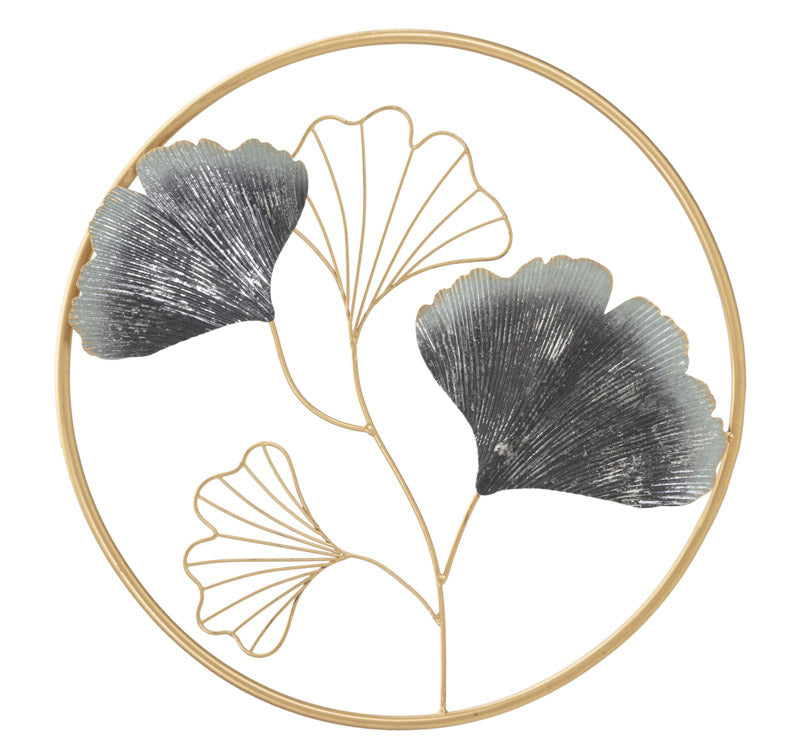 Pannello decorativo rotondo in metallo 3D con fiori cm Ø 45x3