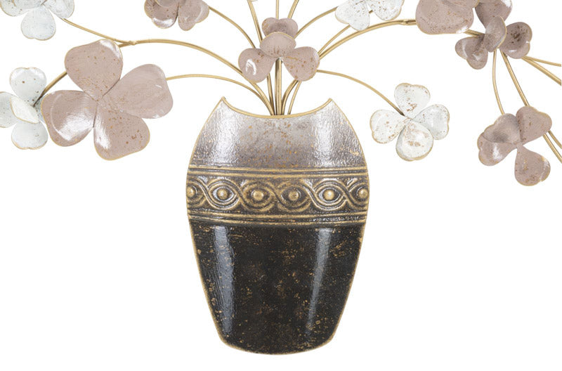 Pannello da parete in metallo vaso con fiori cm 87x6x46h - immagine 2