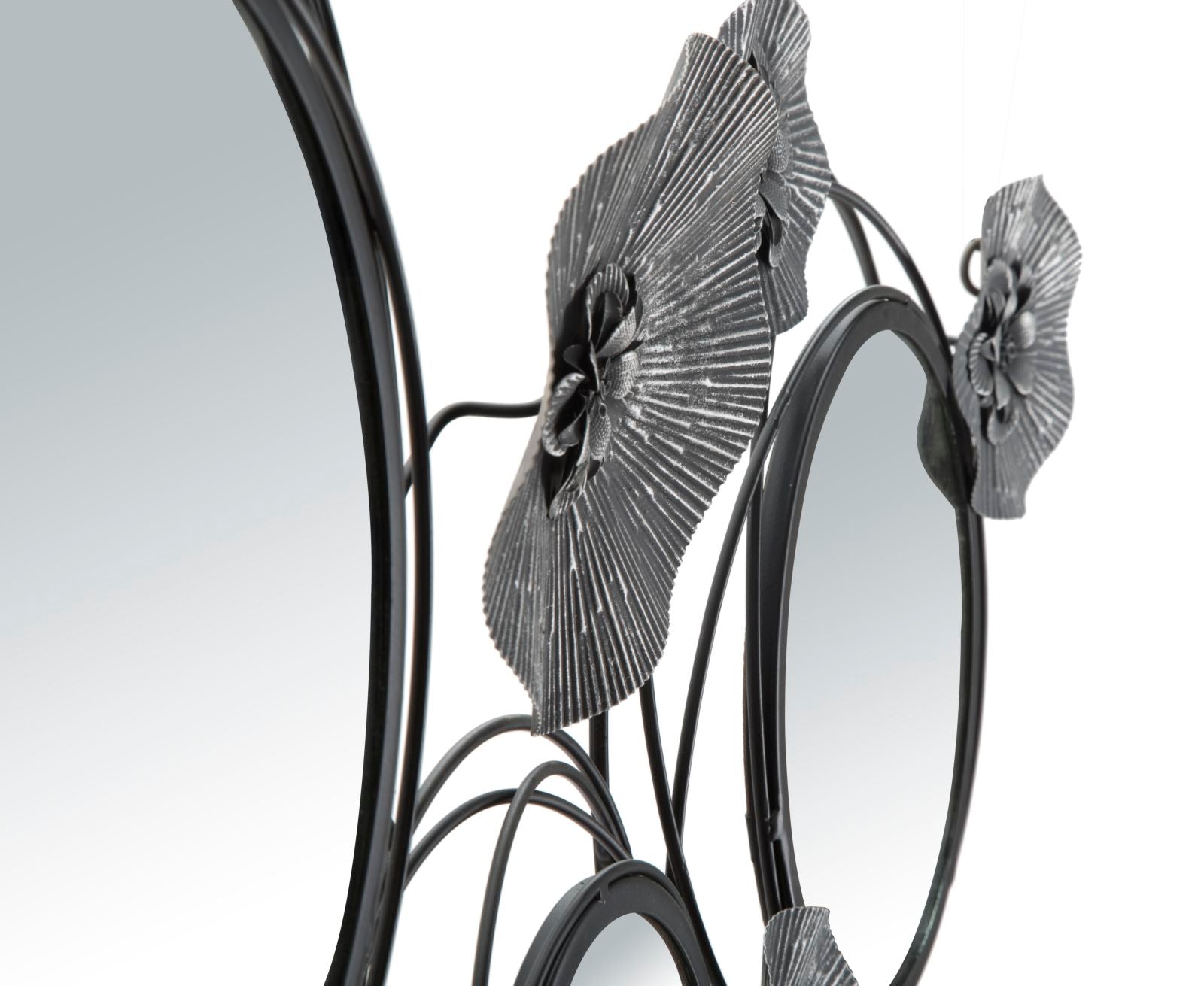 Pannello da parete in metallo con specchi e fiori cm 117x5x49h - immagine 2