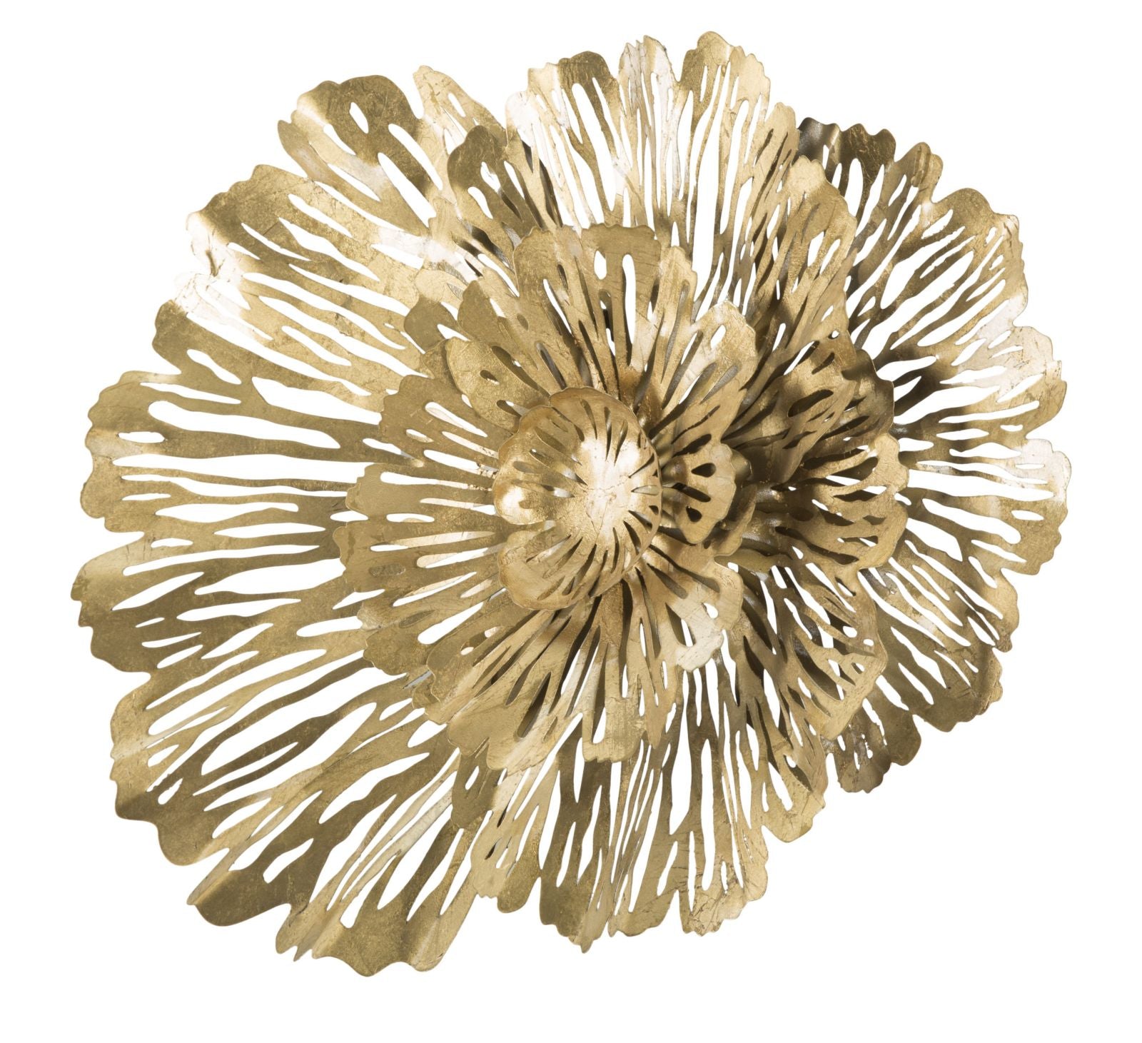 Pannello decorativo da parete moderno in metallo dorato con fiore cm 74x10x55h - immagine 2