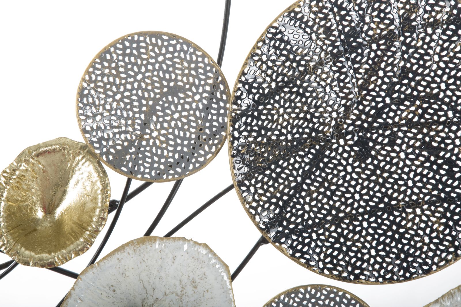 Pannello da parete contemporaneo in metallo con fiori in 3D cm 135x7x69h - immagine 2