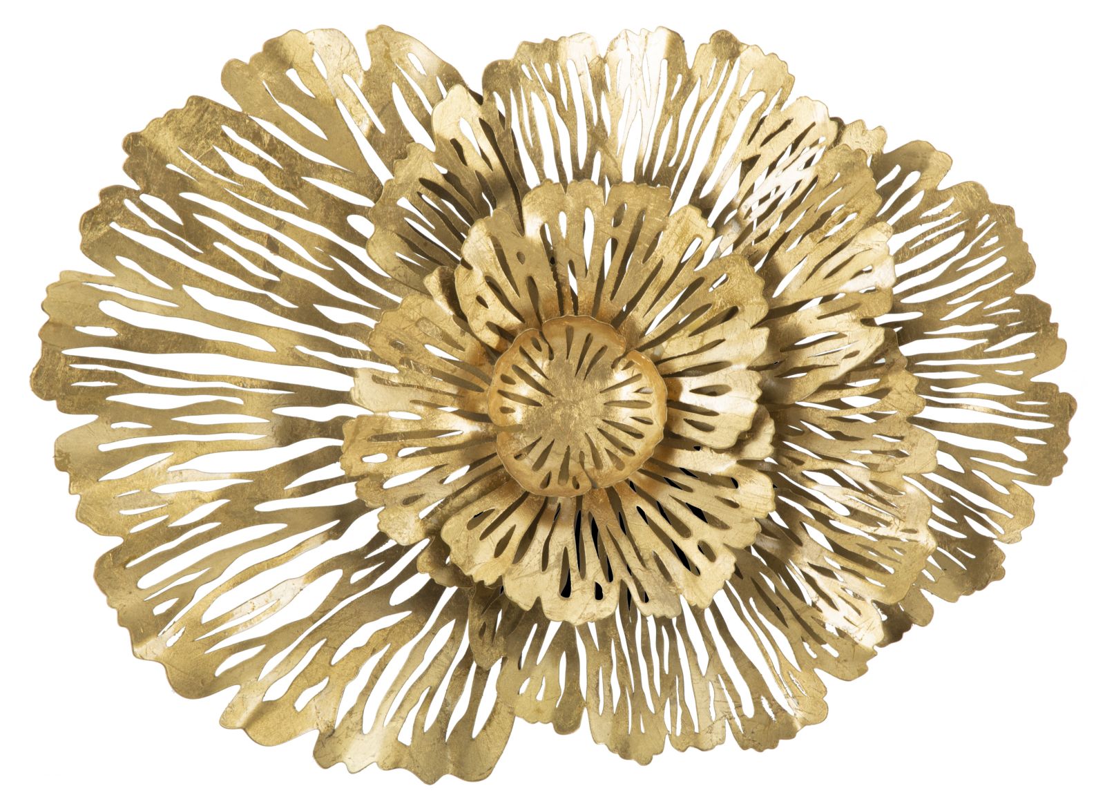 Pannello decorativo in metallo design moderno con fiore cm 52x8x40h