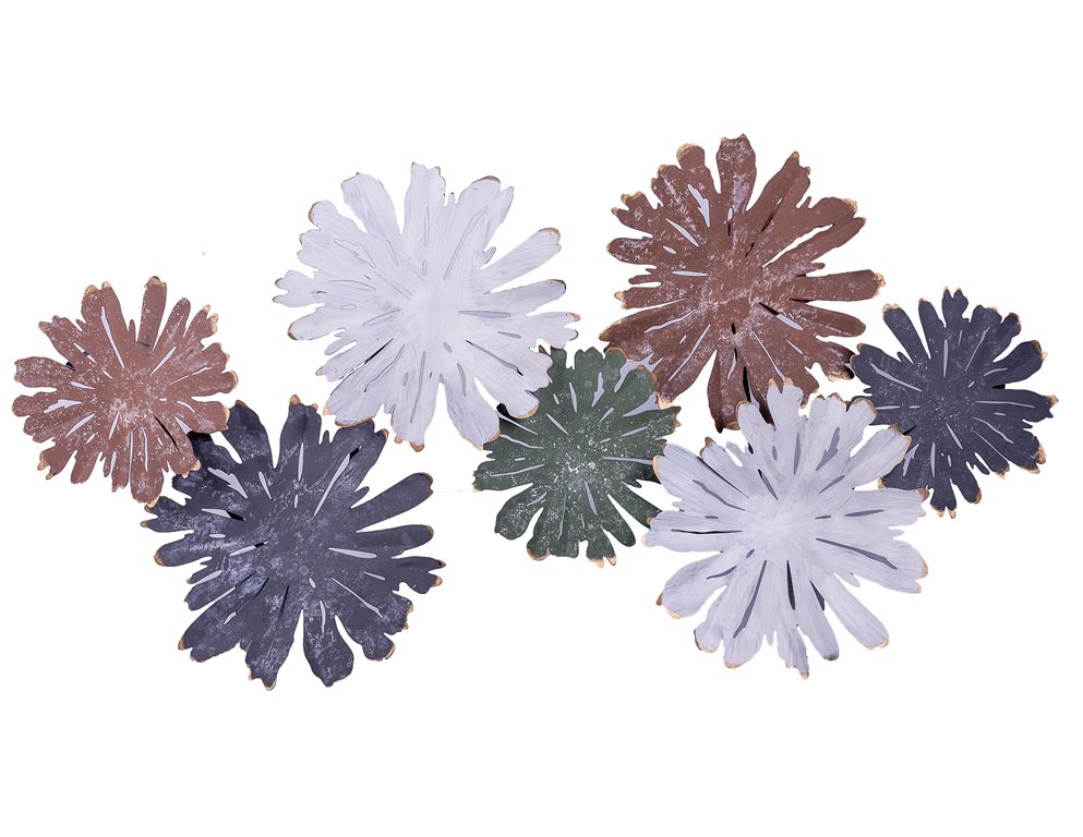 Pannello decorativo quadro in metallo moderno con fiori cm 90x40h