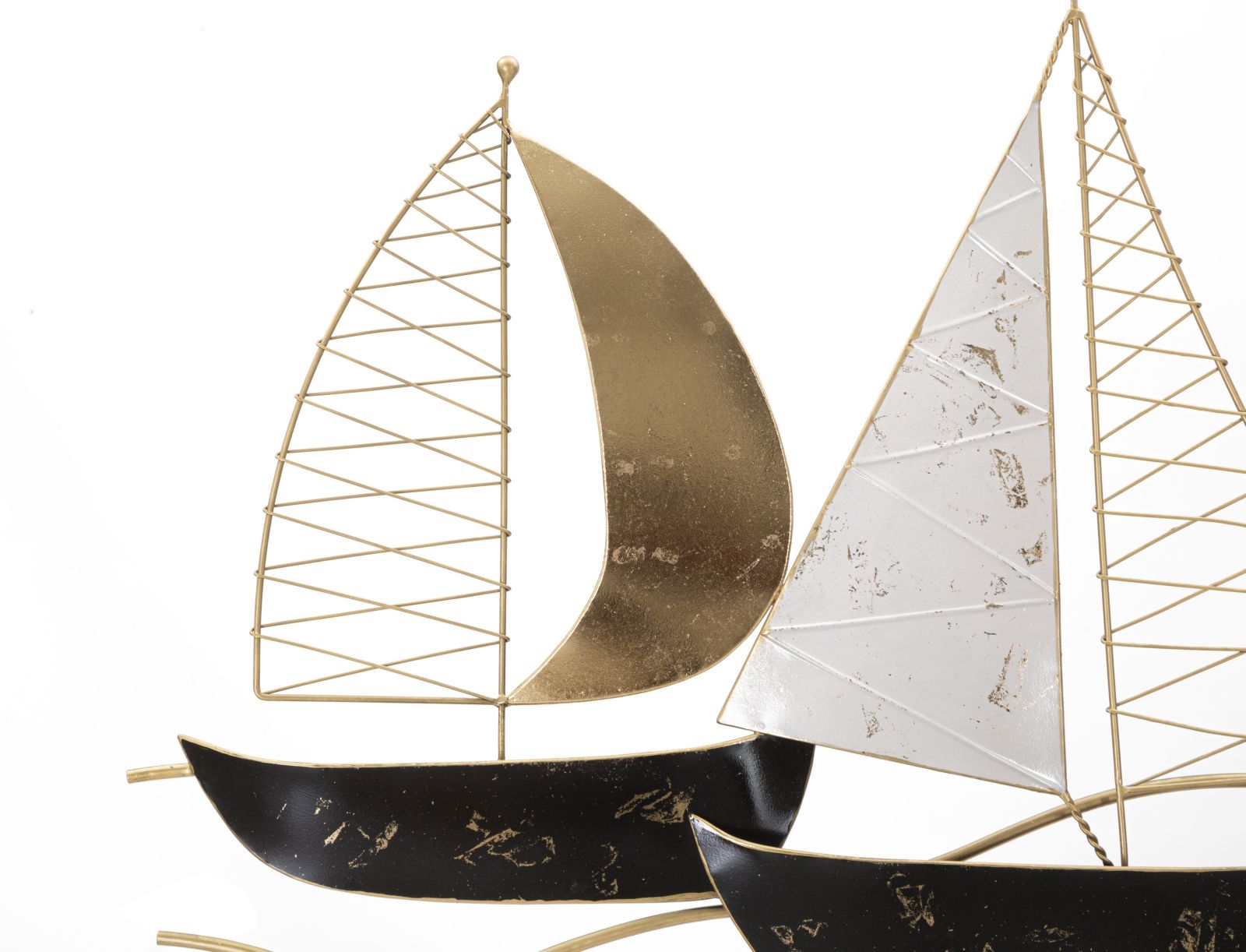Pannello da muro decorativo in metallo 3D con barche a vela cm 115x5x63h - immagine 2