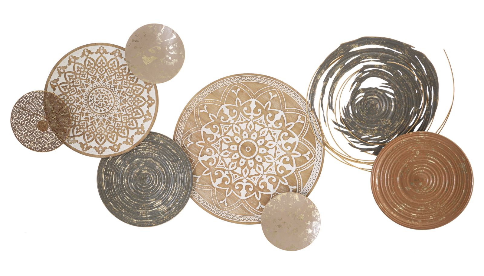 Pannello decorativo in metallo e legno da parete design astratto cm 167x8x80